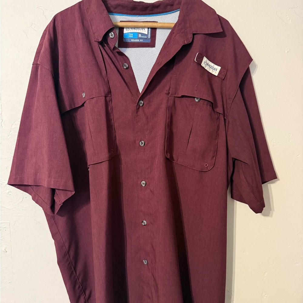 Magellan Outdoors Men's Maroon Button Down Shirt